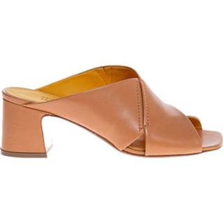 👉 Vrouwen bruin Mules with two wide bands 55
