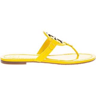 👉 Sandaal leather vrouwen geel Miller thong sandals with logo cutout