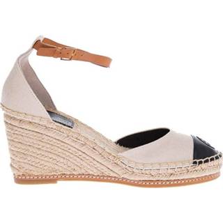 👉 Leather vrouwen beige wedge cutout