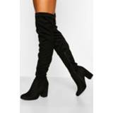 👉 Wide Fit Strech Block Heel Over The Knee Boot, Black