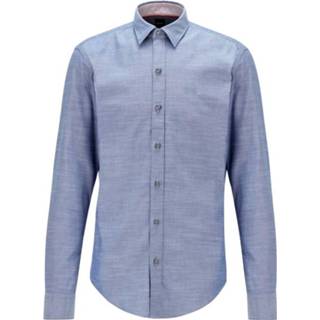 👉 Shirt XL male blauw Stretch Oxford cotton slim fit