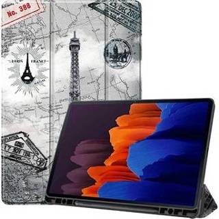 👉 Tri-Fold Series Samsung Galaxy Tab S7+ Folio Hoesje - Eiffeltoren 5712580066226