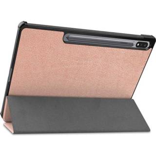 👉 Rose goud Tri-Fold Series Samsung Galaxy Tab S7+ Folio Hoesje - Gold 5712580065540