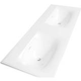 👉 Dubbele wastafel wit fine stone rechthoekig furiosa glans Sanituba Glanzend zonder kraangat 120cm 6013924142194