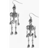 Halloween Skeleton Earrings, Silver