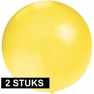 👉 Ballon gele 2x Feestartikelen reuze ballonnen 60 cm geschikt voor lucht of helium