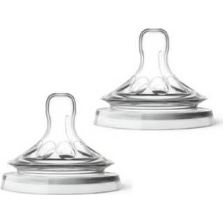👉 Speen silicoon jongens transparent Philips Avent Natural - voor fles SCF046/27, viskeuze voeding, vanaf 6 maanden, 2 x stuks