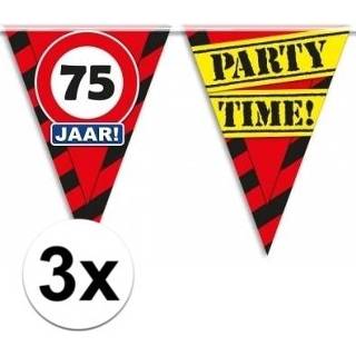 👉 Vlaggen lijn 3x 70 jaar vlaggenlijn waarschuwingsbord 10mtr