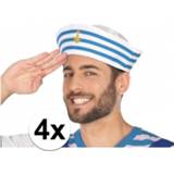 👉 Hoed wit blauw volwassenen 2x Wit/blauw matrozen verkleed hoedjes voor