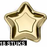 👉 Bord gouden karton 18x wegwerp borden ster van