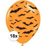 👉 Ballon oranje zwarte 18x Mat ballonnen met vleermuis print 30 cm Halloween feest/party versiering