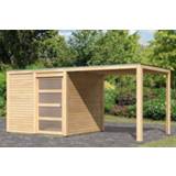 👉 Tuin huisje Karibu | Tuinhuis Qubic 1 met Overkapping Onbehandeld 4010090798479