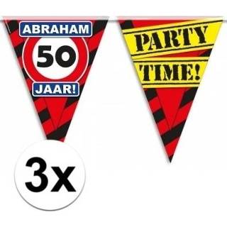 👉 Feestslinger 3x Abraham 50 jaar feest slingers 10 meter