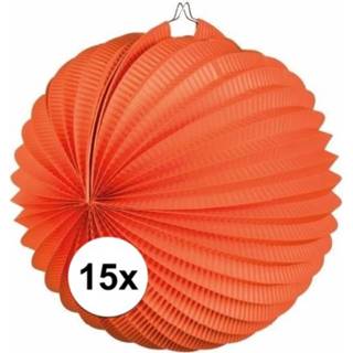 👉 Lampion oranje 15x lampionnen bolvormig