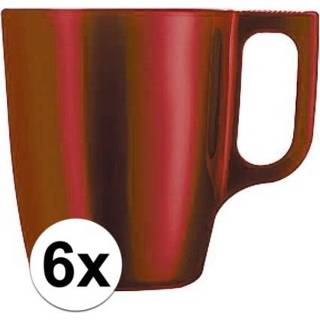 👉 Koffiebeker rood 6x Koffiebeker/theebeker 250 ml