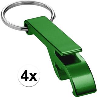 Relatiegeschenk groene groen 4x flesopener sleutelhanger