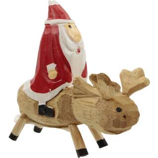 👉 Hout houten Kerstman op Rendier (10 x 10 cm) 8717506129716