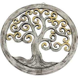 👉 Metalen hout wit Wanddecoratie Tree of Life 8717506130248