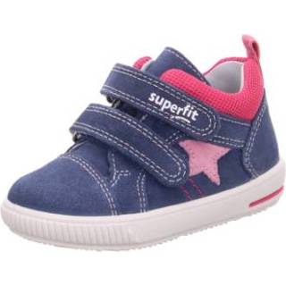 👉 Lage schoenen blauw roze leer medium meisjes Superfit Girls schoen Moppy blauw/roze (medium) klittenbandsluiting 9010159842520