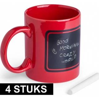 👉 Mok rood 4x Luxe krijt koffie mokken