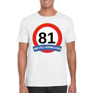 👉 Verkeersbord wit mannen 81 jaar t-shirt heren
