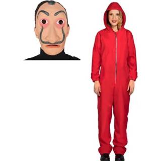 👉 Jumpsuit rood vrouwen voor dames maat L met masker Salvador Sali