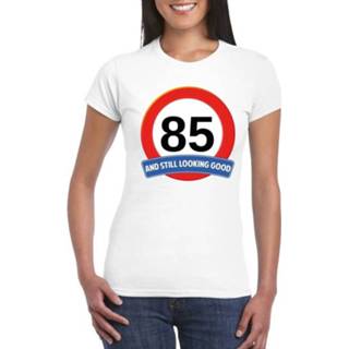 👉 Verkeersbord vrouwen active wit katoen 58 jaar t-shirt dames
