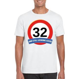 👉 Verkeersbord wit mannen 32 jaar t-shirt heren