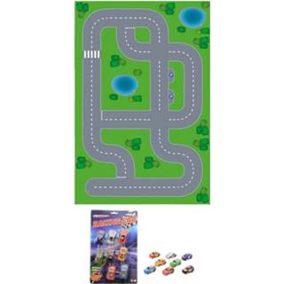 Speelkleed XL kinderen Dorp DIY speelgoed stratenplan/ kartonnen + 8x race autoos
