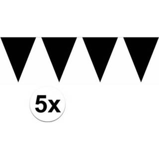 👉 Vlaggenlijn zwart 5x vlaggenlijnen kleurig 10 m