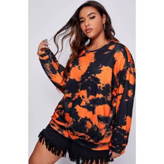 👉 Sweatshirt katoen veel kleurig Casual Tie dye grote maat Zak