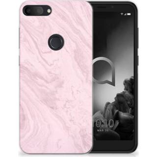 👉 Siliconen hoesje roze Alcatel 1S (2019) TPU Marble Pink - Origineel Cadeau Vriendin 8720215172072