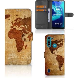👉 Flipcover Motorola G8 Power Lite Flip Cover Wereldkaart 8720215447828