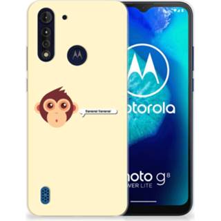 👉 Telefoonhoes Motorola Moto G8 Power Lite Telefoonhoesje met Naam Monkey 8720215575538