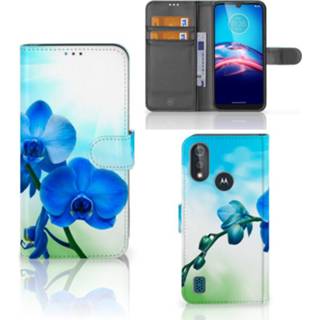 Orchidee blauw Bookcase Moto E6s Hoesje - Cadeau voor je Moeder 8720215613681