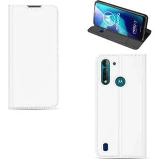 👉 Pashouder wit Bookcase Motorola Moto E6s Hoesje met 8720215866452