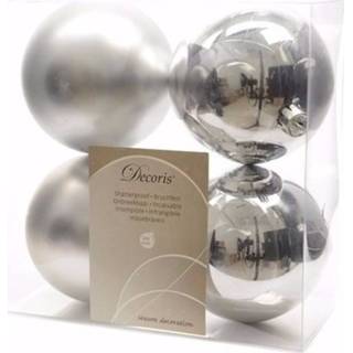 👉 Kerstboom zilver decoratie kerstballen mix 10 cm 8 stuks