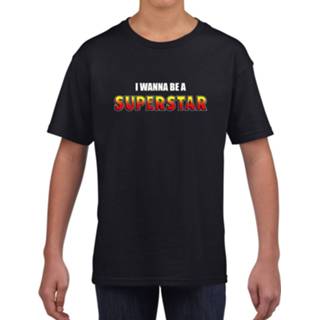 Shirt zwart kinderen I wanna be a Superstar fun tekst t-shirt kids