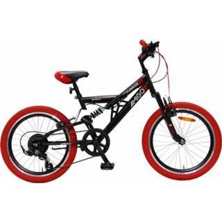 👉 Zwart rood staal junior v-brakes vast geen taal v-brake AMIGO Fun Ride 20 Inch 33 cm 7V V Brakes Zwart/Rood 8719817986743