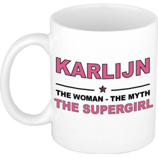 👉 Beker vrouwen Karlijn The woman, myth supergirl cadeau koffie mok / thee 300 ml