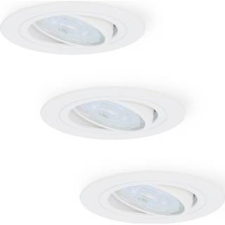 👉 Inbouw spot CE wit a+ extra warm aluminium Set van 3 stuks dimbare LED inbouwspots Pittsburg met 5 Watt kantelbaar 7438209771743