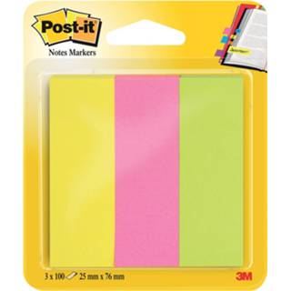 👉 Post-it notes markeerstroken, ft 25 x 76 mm, neon geassorteerde kleuren, blister met 3 100 vel 3134375317153