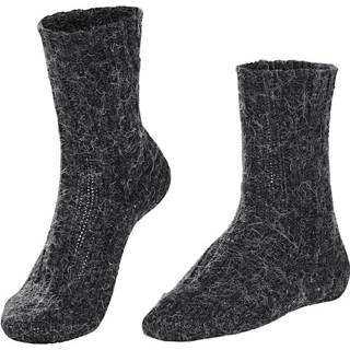 👉 Wollen sokken zwart grijs wol gestreept vrouwen superzacht materiaal zeer warm GHZ zwart/grijs 4250007950020