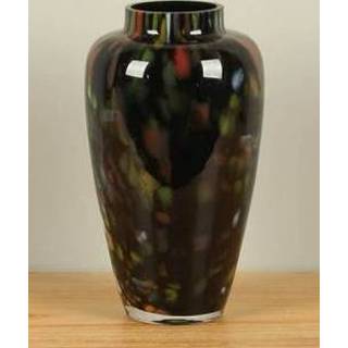 👉 Vaas zwart Glazen hoge 29 cm, met gekleurde vlekjes