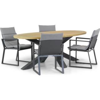 👉 Tuinset anthracite aluminium dining sets grijs-antraciet Lifestyle Treviso/Brookline 200 cm ovaal 5-delig