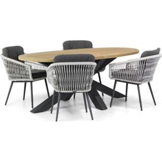 👉 Tuinset White wash Rope dining sets wit Lifestyle Western/Brookline 200 cm ovaal 5-delig