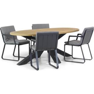 👉 Tuinset anthracite aluminium dining sets grijs-antraciet Lifestyle Estancia/Brookline 200 cm ovaal 5-delig