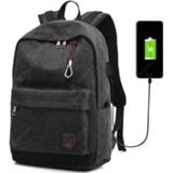 👉 Backpack canvas zwart mannen Male High School Students Bag Man Portable External Rechargeable USB Casual Computer Travel