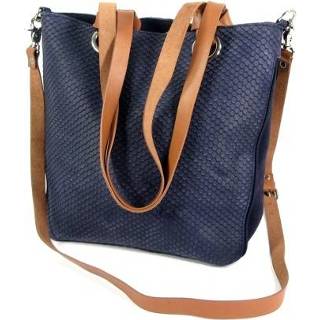 👉 Schoudertas dark navy leer rits Donker Blauw vrouwen STRETTO Damestas shopper 8720143251894