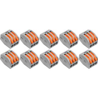 👉 Lasklem grijs oranje Set 10 Stuks - 3 Polig met Klemmetjes Grijs/Oranje 6013931112197